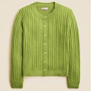 J Crew Cable-knit Merino Wool Cardigan size XS in August Peridot Green NWT